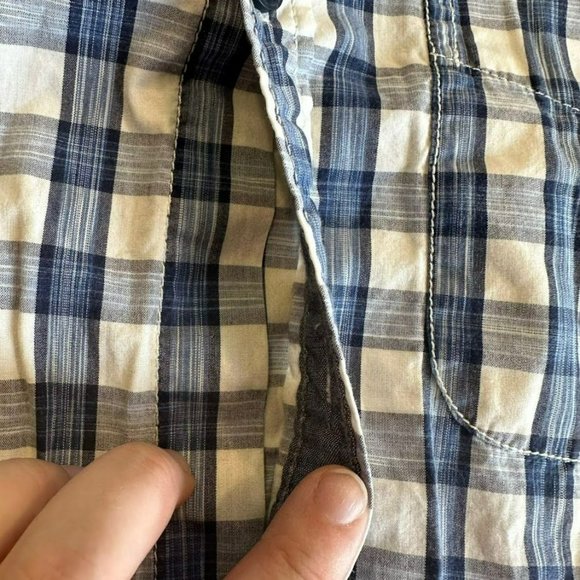 y2k Pepe Jeans Blue Plaid Long Sleeve Button Down Shirt Mens L *missing button* - Picture 4 of 7
